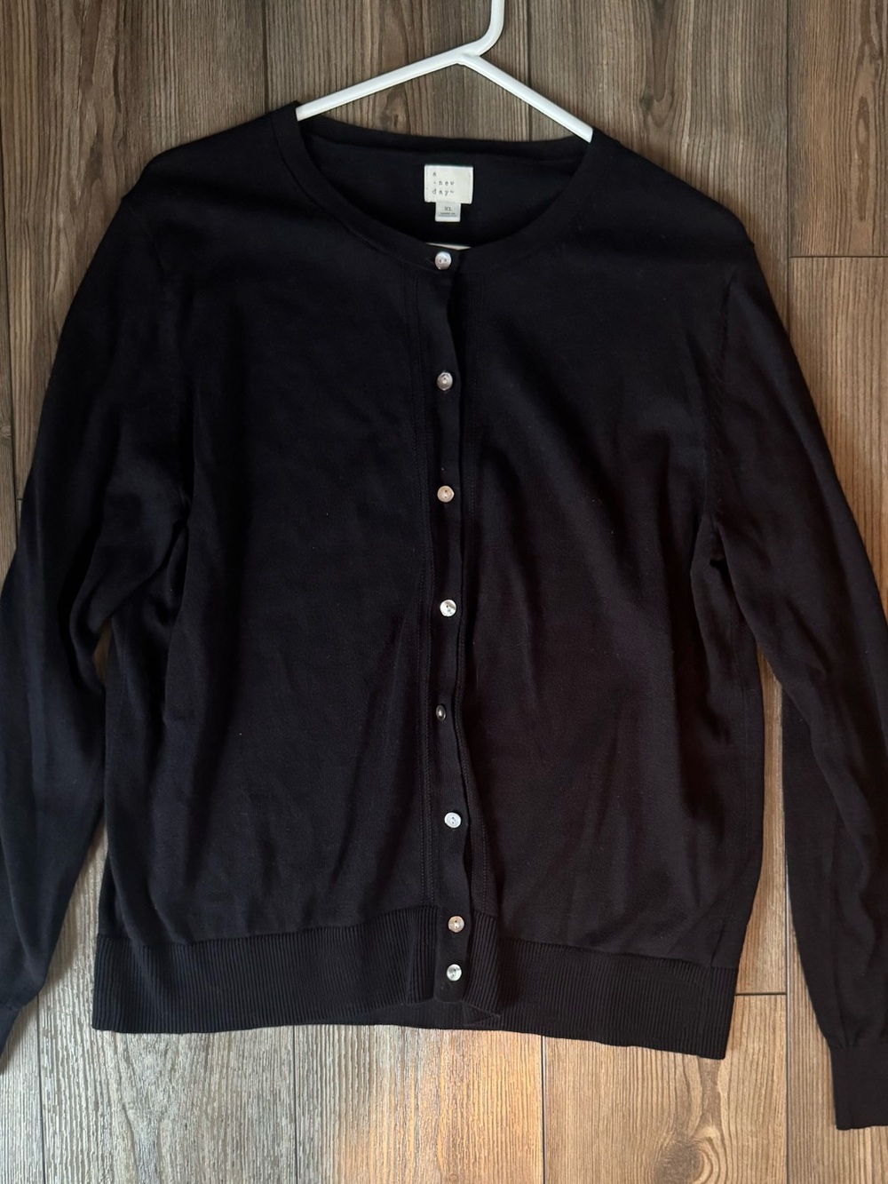 a new day Black Crewneck Button Cardigan Sweater - XL